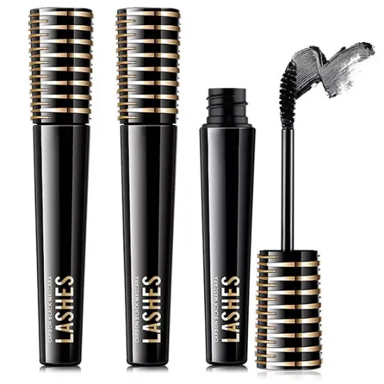 4D Silk Fiber Lash Mascara, 3 PCS Mascara for Longer & Thicker Lashes, Mascara Waterproof Smudge-Proof Long Lasting Lash Extension Makeup