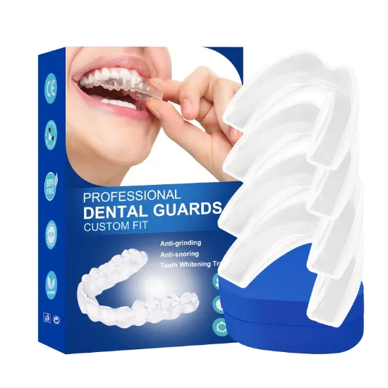 Mouth Guard for Grinding Teeth at Night, Dental Night Guard for Teeth Grinding Stops Bruxism & Eliminates Teeth Clenching Teeth 2 Sizes Pack of 4