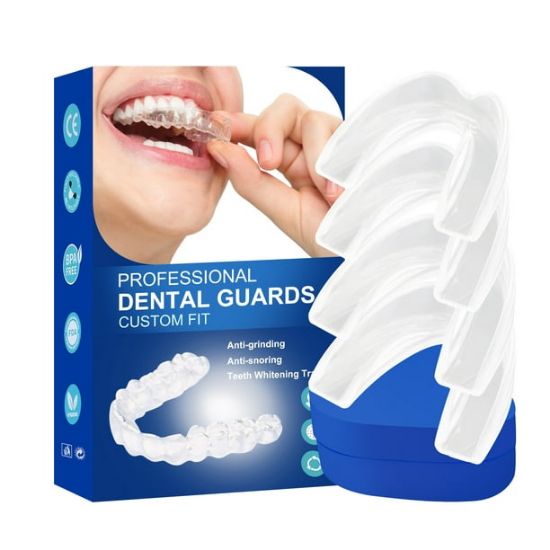 Picture of Mouth Guard for Grinding Teeth at Night, Professional Dental Night Guard for Teeth Grinding Stops Bruxism & Eliminates Teeth Clenching Teeth 2 Sizes Pack of 4 with high Quality Hygiene Case