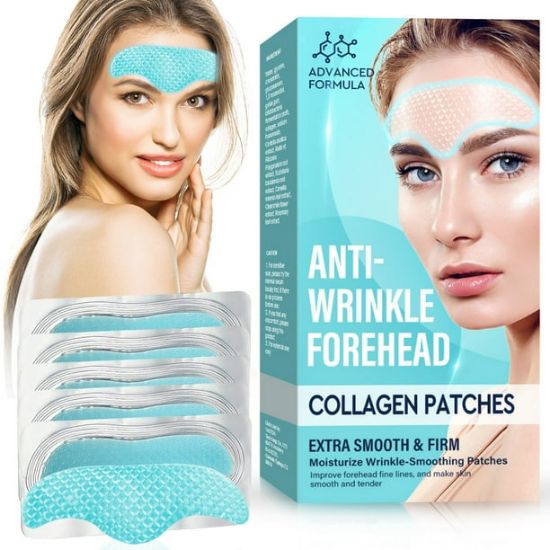 Picture of Forehead Wrinkle Patches, 10 PCS Smooth Forehead to Smooth Fine Lines & Wrinkles, Natural Anti-Wrinkle Forehead Patches with Hydrolyzed Collagen for Men & Women,
